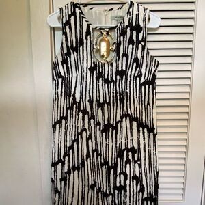BETH Bowley black, white and gold medallion dress
